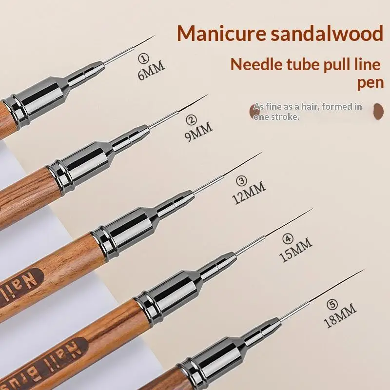 1Pc Red Sandalwood Handle Nail Art Liner Brushes Fine Precision Tips Perfect For Home Salon DIY Nail Painting Design Creation
