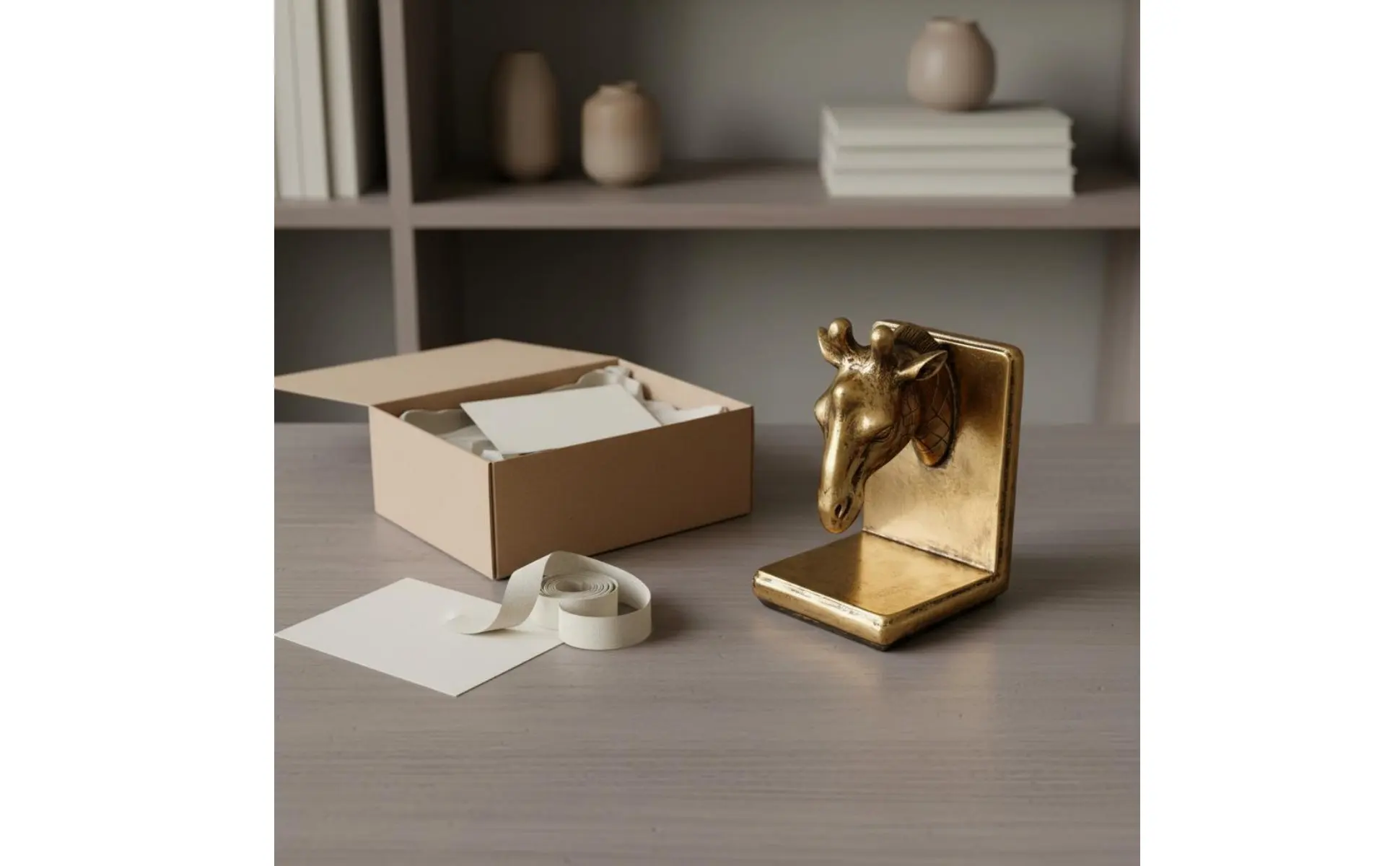 2 Pieces Giraffe Bookends Vintage Gold Giraffe Bookends Decorative Creature Book Stoppers Nordic Design Bookend Set for Office