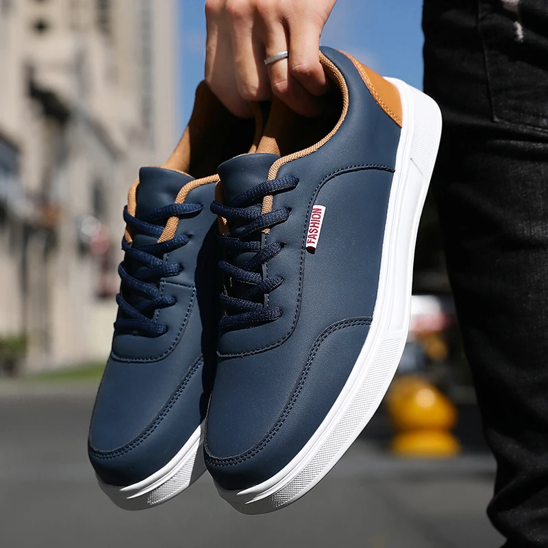 Leather Men Shoes Sneakers Trend Casual Breathable Leisure Male Sneakers Non-Slip Footwear Vulcanized Shoes Tenis Masculino