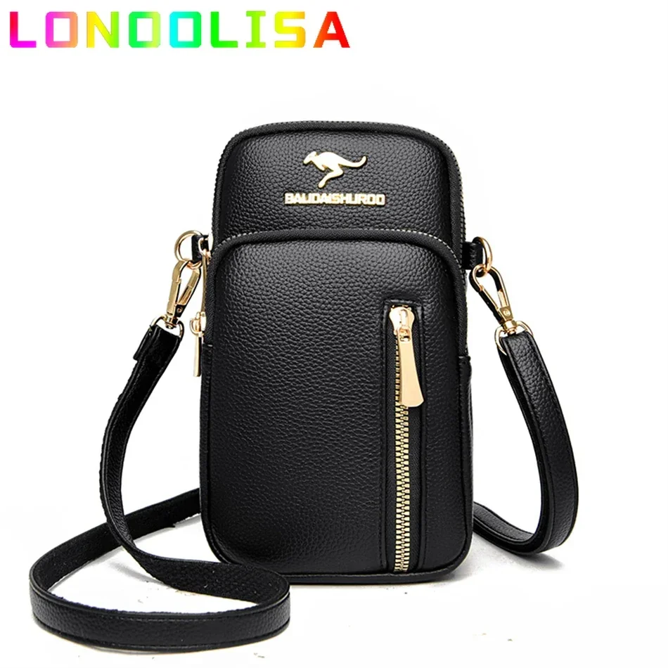 Casual 2 Layers Mobile Phone Bag Women Luxury Designer Shoulder Crossbody Small Bags Female 2024 Messenger Handbags and Purses