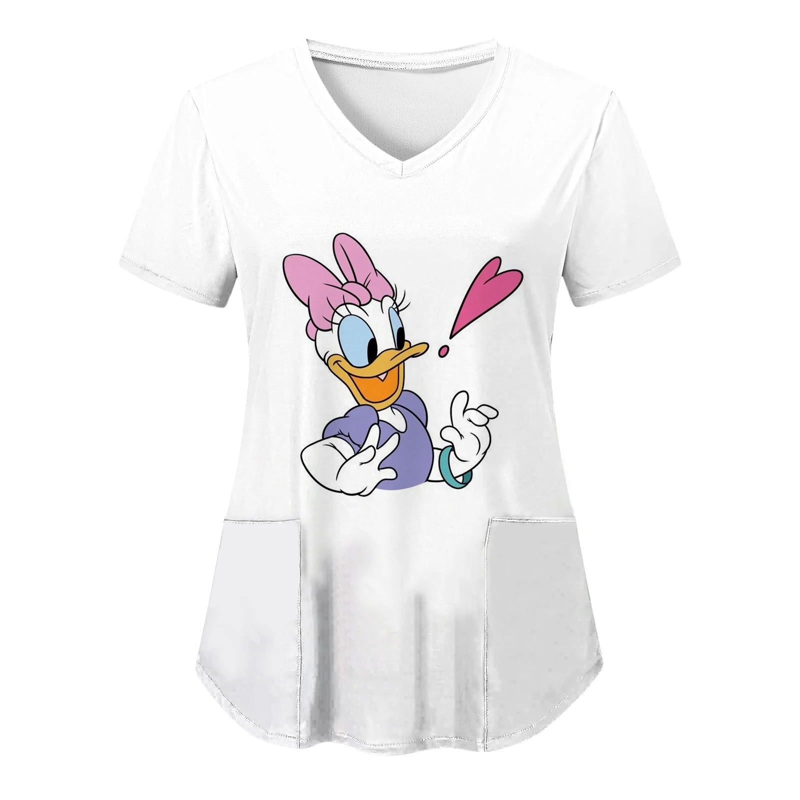 ディズニー-女性用VネックミニーマウスTシャツ,看護ユニフォームTシャツ,ミッキーマウス,ポケット,2021, 24