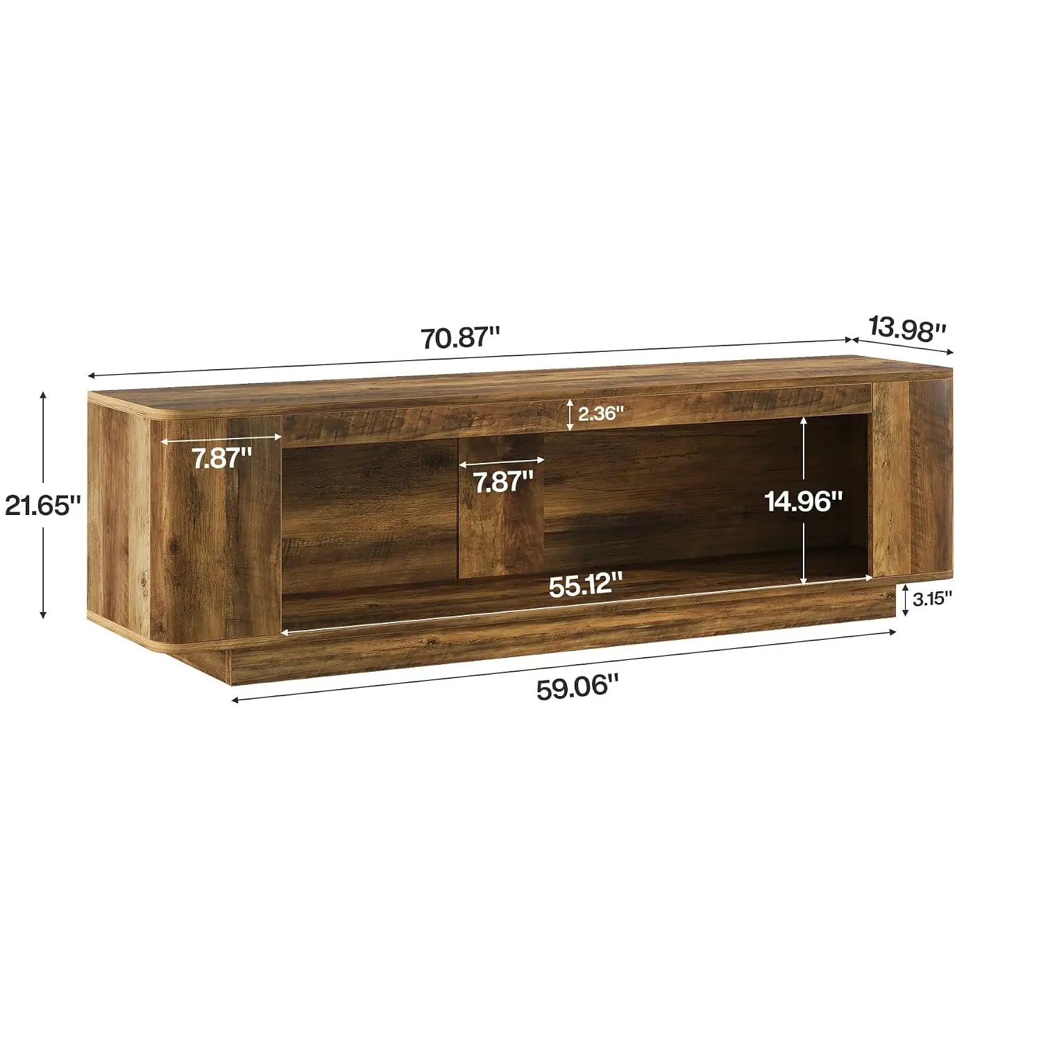 Farmhouse TV Stand LED Light, 70.9-Inch Entertainment Center 65-80 Inch TV, Console Cabinet Living Room, Customized