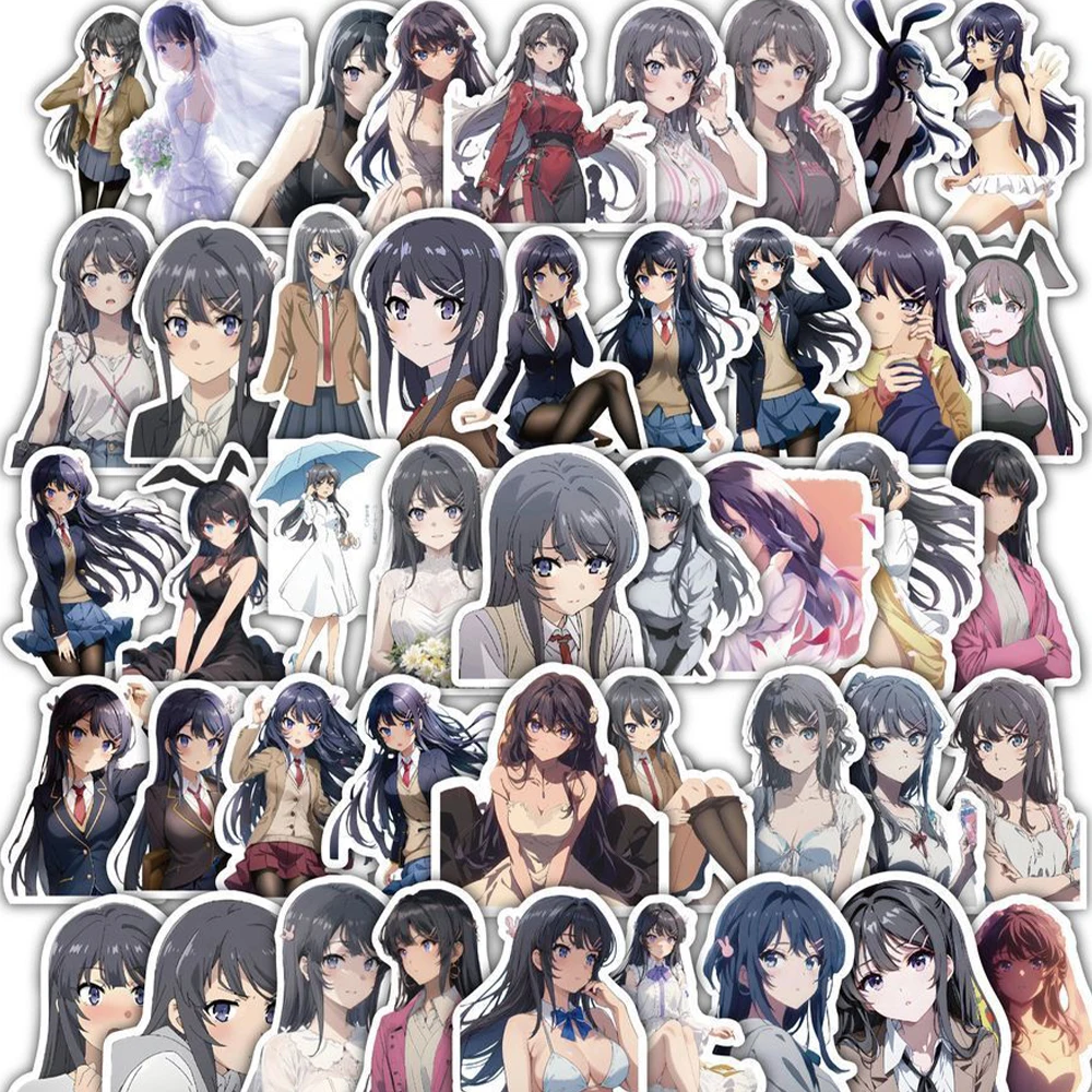 

10/30/50pcs Sakurajima Mai Sticker Bunny Girl Senpail Anime Sticker Laptop Luggage Suitcase Phone Girls Cartoon Decal Decoration