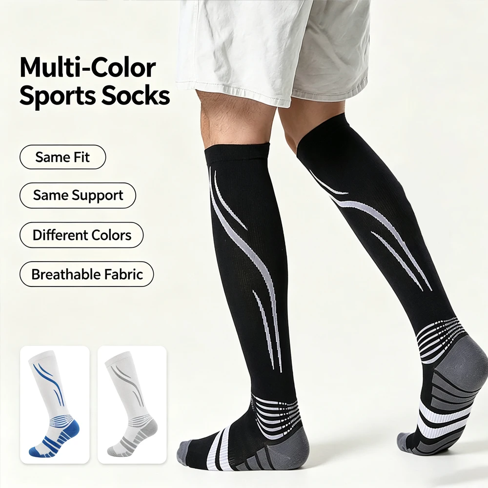 1Pair Compression Socks for Women Men Circulation 20-30 mmHg Best High Compression Stockings for Running Athletic Travel Nurses