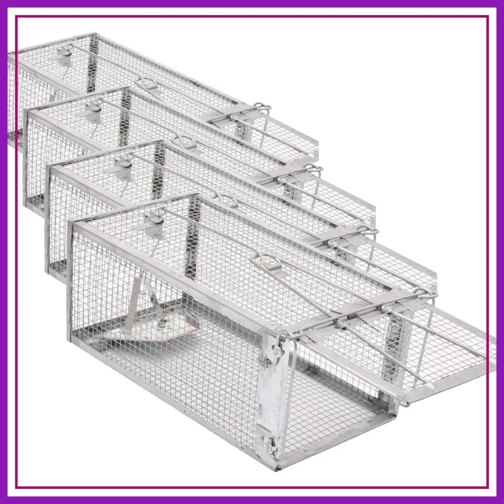 

Humane Live Cage Trap for Rats, Mice, Chipmunks, Voles, Hamsters - Catch & Release Medium 12"L x 6.5"W x 5"H (Pack of 4)