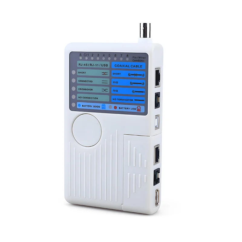 Professional 4-in-1 Network Cable Tester with Remote Module for RJ45/RJ11/USB/BNC, LAN Cable Installation and Maintenance