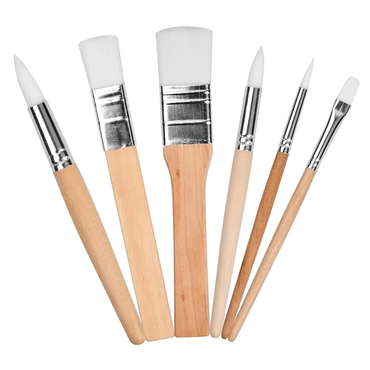 

Wooden Paint Brush Set, 6 Pieces Paintbrushes for Acrylic Painting Painting Brushes Kit, Artist Paint Brushes