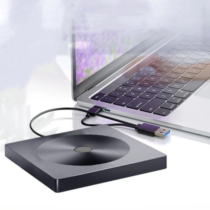 External CD/DVD Drive for Laptop with USB 3.0 & Type-C, Portable DVD Player Burner, Cd Rom External Drive, Cd Drive External Usb