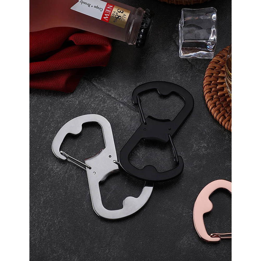 

3Pcs Attractive Stainless Steel Bottle Beer Opener Carabiner Keychain Long Lasting Material Chic Gift for Family Friends Outdoor
