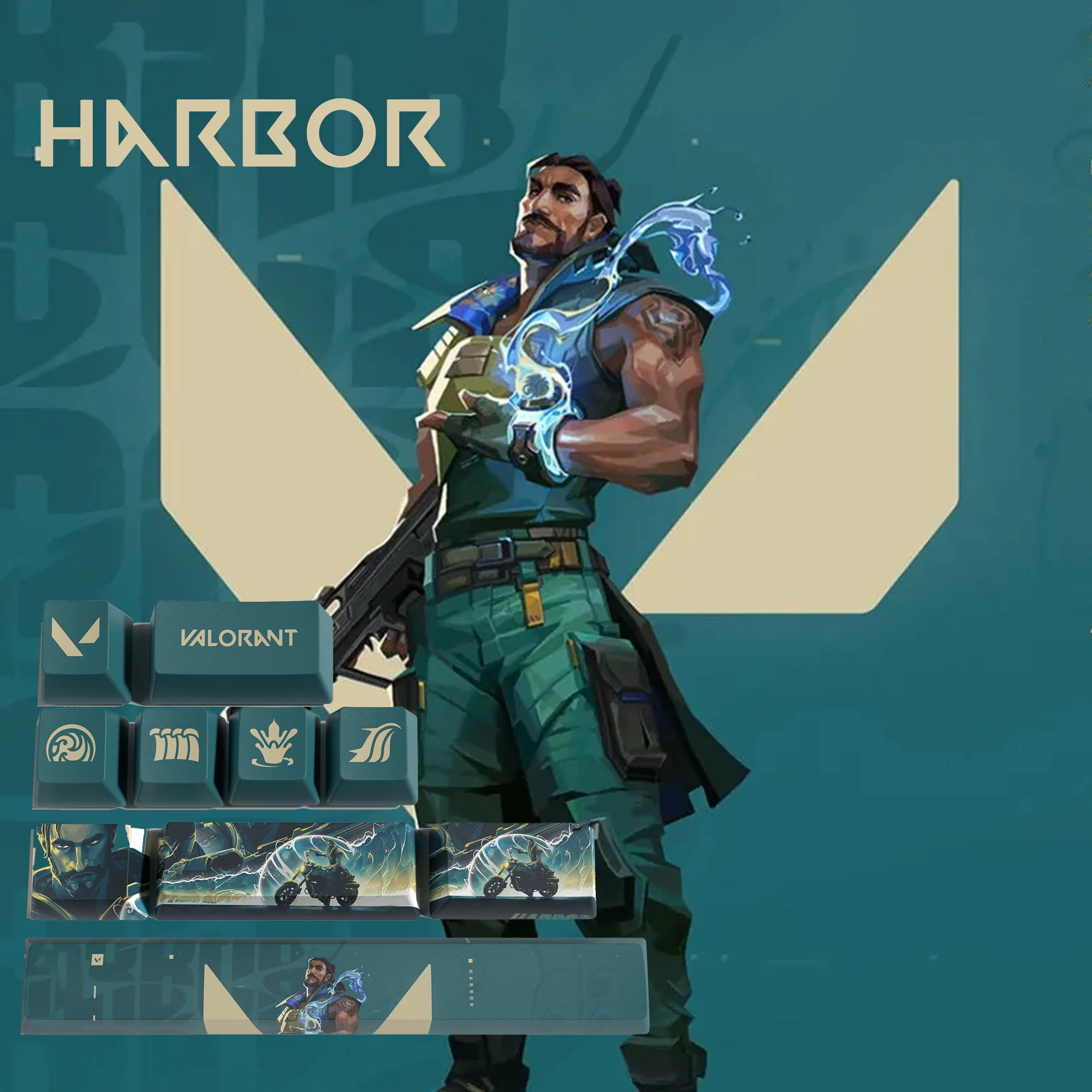 Valorant Keycaps Harbor Profil OEM 10 Kunci PBT Dye Sub Keycaps