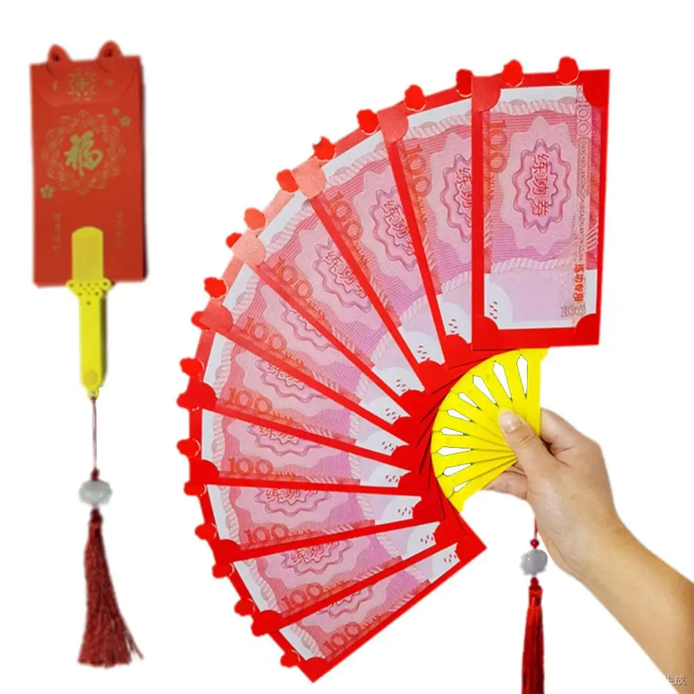 Lucky dinheiro bolsos cobra chinesa ano em forma de leque vermelho hongbao dobrável envelope suprimentos envelopes festa vermelho f0c1