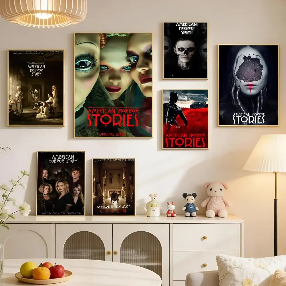 TV Horror American Horror Stories Poster PP Self Adhesive Aesthetic Room Decor Bedroom Dorm Gaming Room Home Decoration Gift