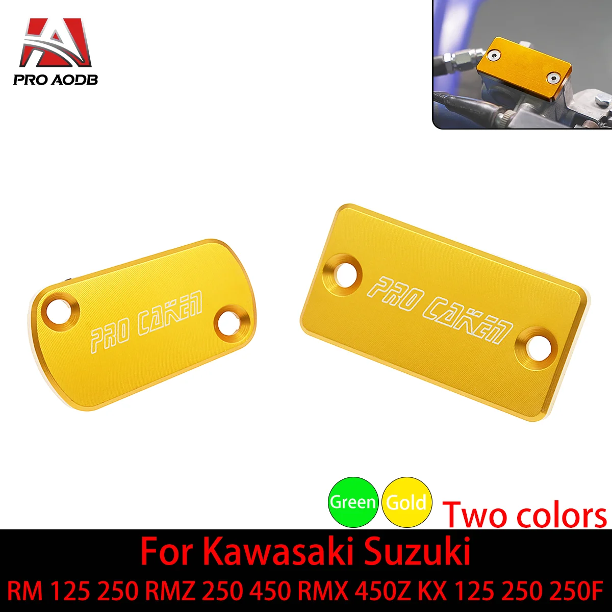 

Motocross Accessories CNC Front Rear Brake Fluid Reservoir Cover For Kawasaki Suzuki RM 125 250 RMZ 250 450 RMX 450Z KX125 Model