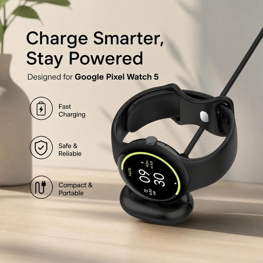 Magnetic Charger Dock for Google Pixel Watch 5 41/45mm Wireless Keychain Smartwatch Fast-Charging with Side Dock Travel Chargers