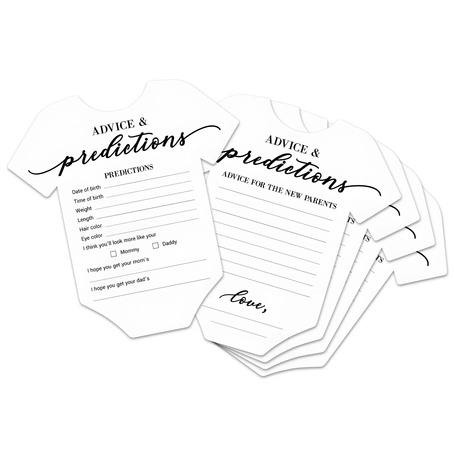 50 قطعة من بطاقات استحمام الطفل باللون الأبيض من نيسيي، نصيحة وتنبؤ على الوجهين، تكشف عن الجنس البسيط، هدايا الحفلات لـ 50 ضيفًا