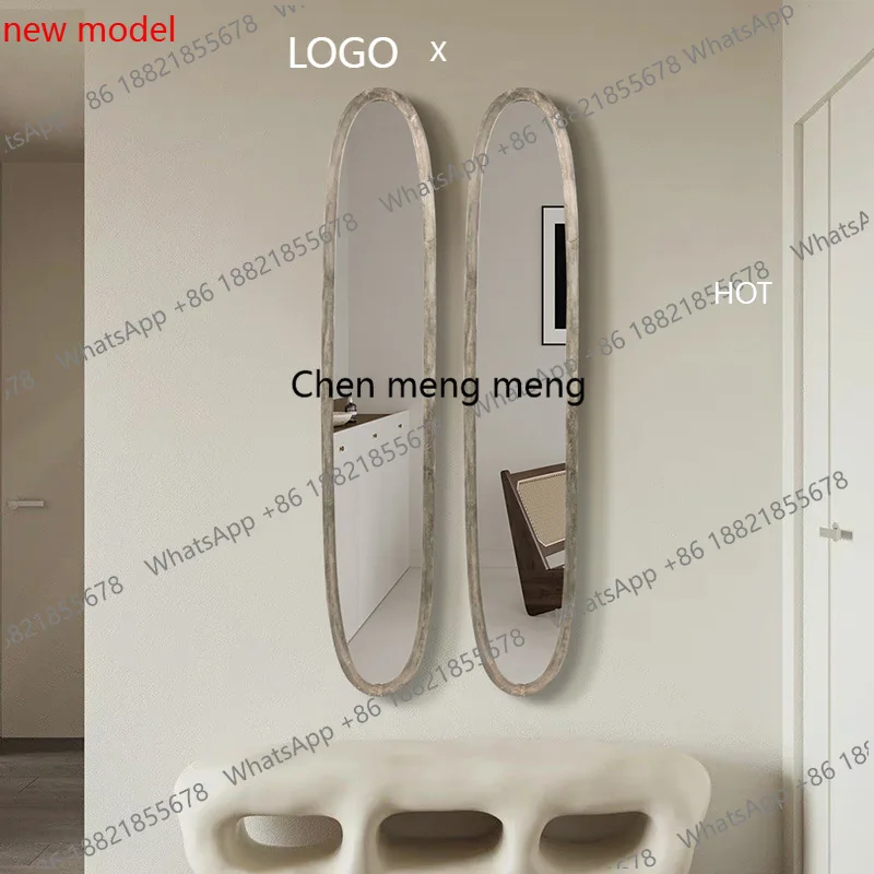 Full-length mirror household entrance corridor entrance fireplace decoration, patterned frame wall-attached full-length mirror
