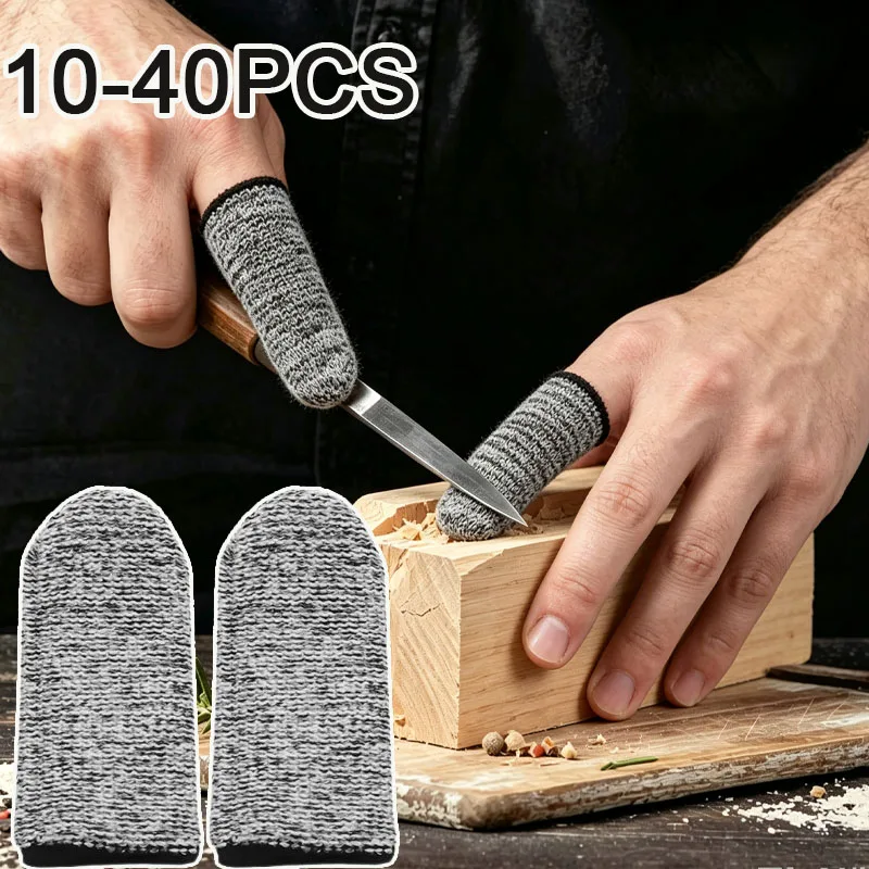 10-40PCS Cut Resistant Finger Sleeves Level 5 Protective Finger Guards Elastic Wear Resistant Sleeves for Picking Carving