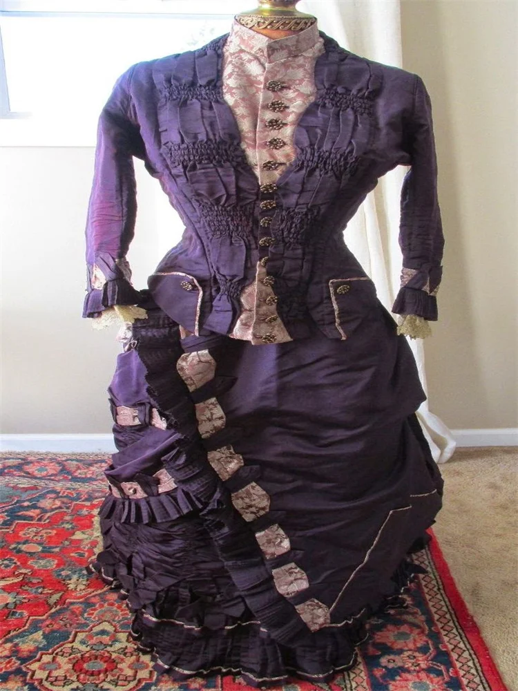 

1876s Purple Victorian Walking Afternoon Day Bustle Edwardian Duchess Dress Steampunk Southern Belle Ball Gown