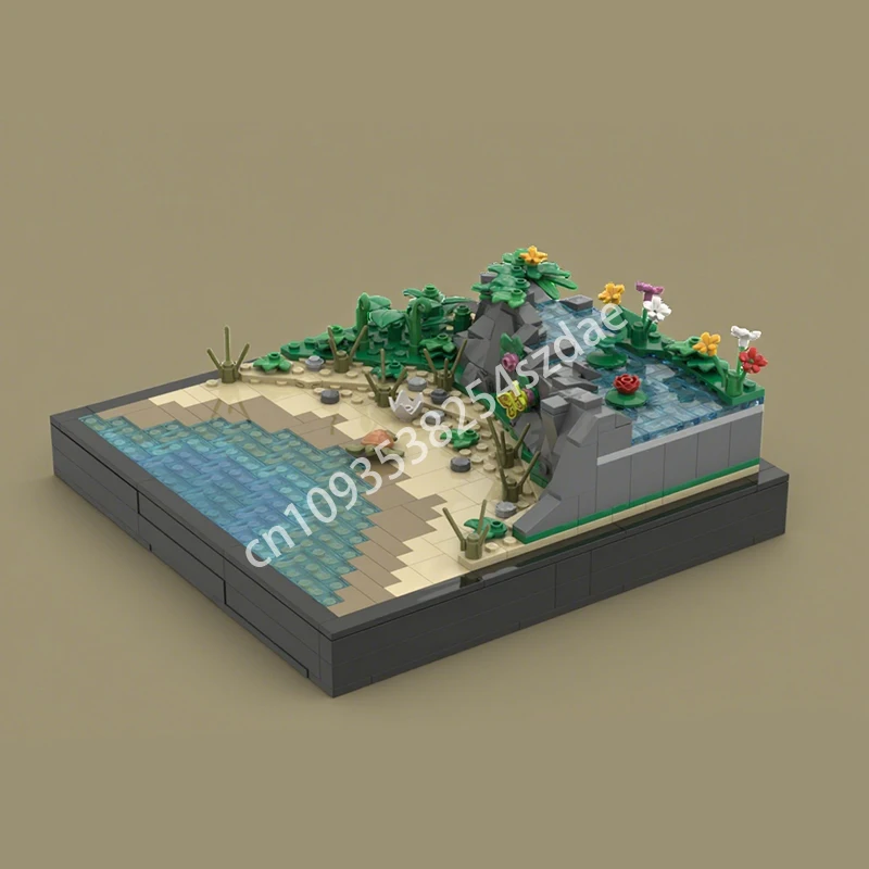 642 Uds. MOC lago Floral sobre una playa tropical piratas bloques de construcción juguete de Navidad regalo imagen espacial hasta tallo educativo