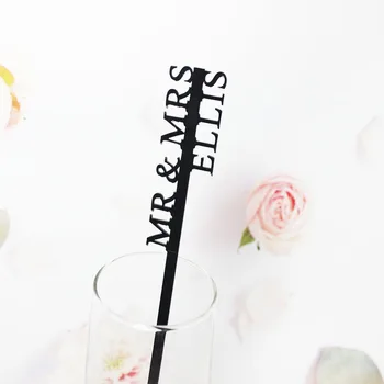 Personalized Drink Stirrers Wedding Drink Tags Stir Swizzle Sticks Cocktail Bar Last Name…