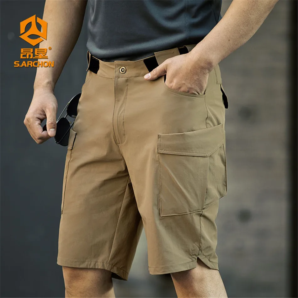 

Summer Thin Tactical Shorts Men Quick Drying Mosquito Repellent Shorts Multiple Pockets Outdoor Cargo Short Pants for Hiking