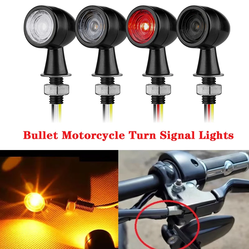 8mm Motorcycle LED Turn Signal Lights Bullet Mini Turn Signals Indicator Flashing Light Clignotant Moto For Honda For Yamaha