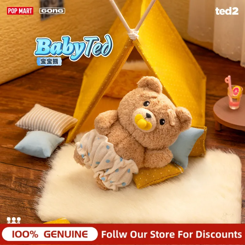 Genuine Pop Mart Gong Ted2 Teddy Bear Fluffy Blind Box Bath Towel Style Hanging Pendant Fashion Collectible Decor Gift For Fans