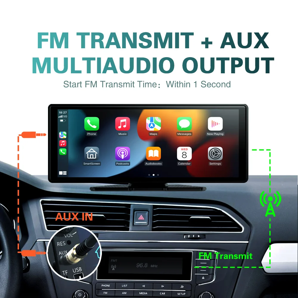 Wireless Android Auto Universal 10.26 Inch Screen Car Radio Multimedia WIFI Video Player Wireless Carplay Screen