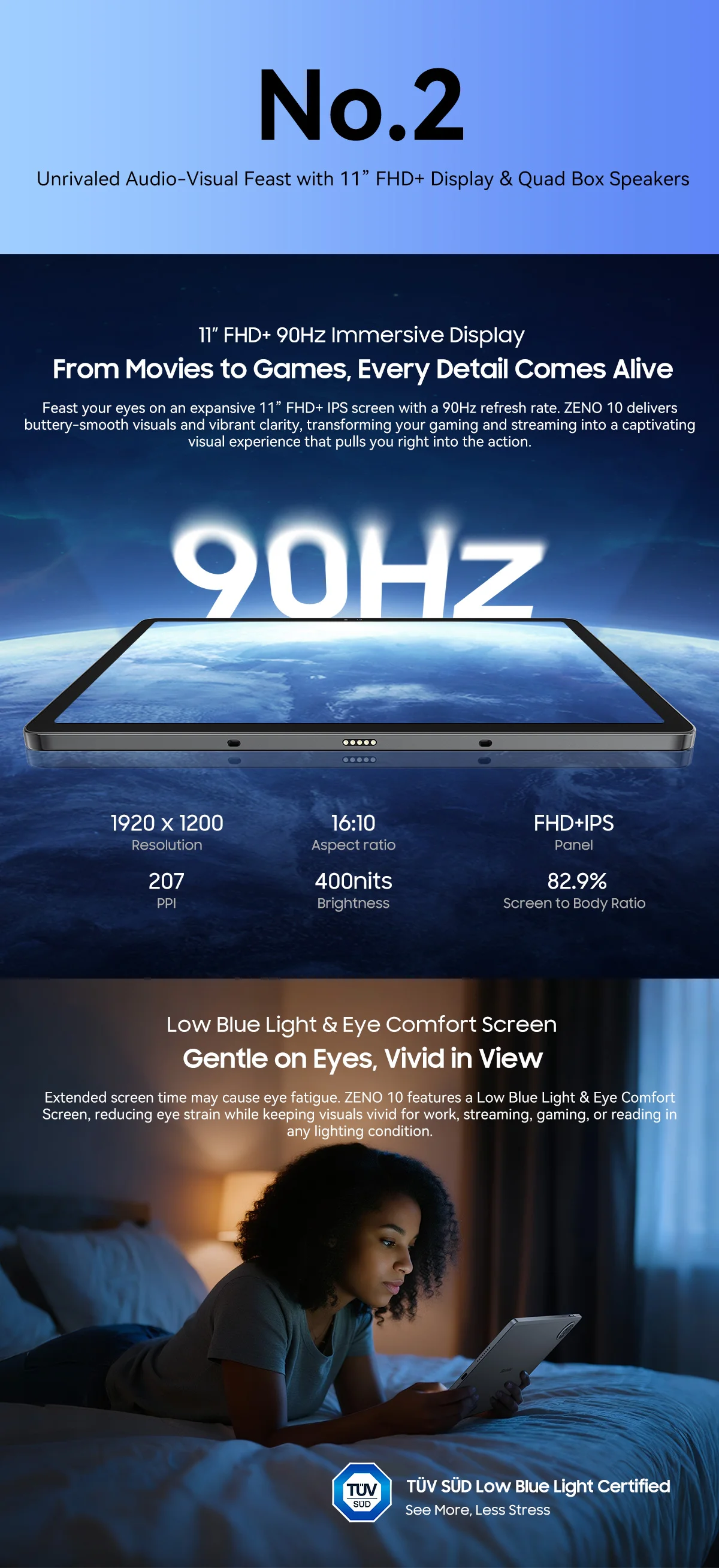 Blackview ZENO 10 Tablet PC 5G AI Android 15 T8200 Octa Core 11' FHD+ IPS 90Hz Display Smart Tablets Pad PC With Bluetooth