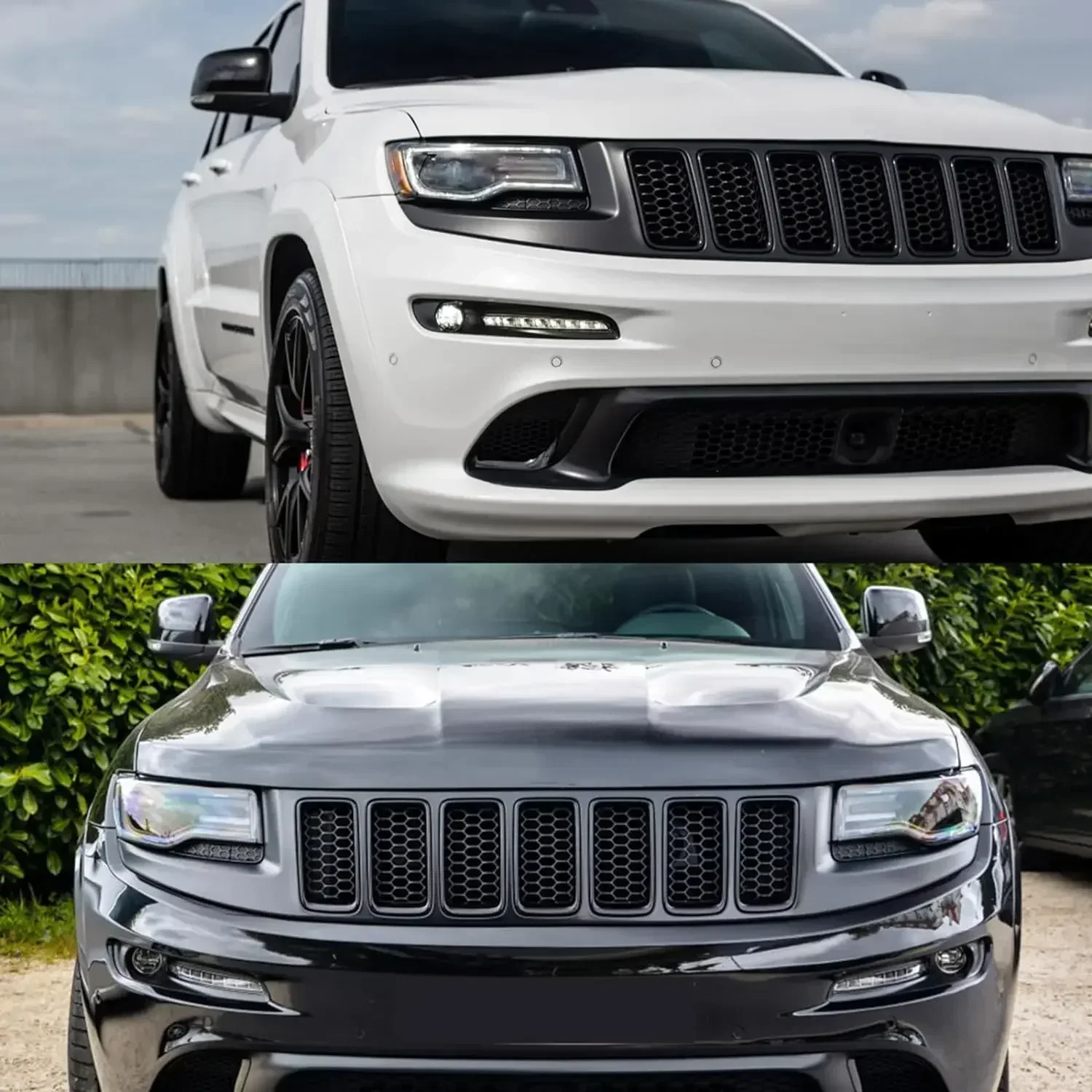 7pcs/set Front Bumper Grille Grill Inserted Ring Trim Cover Fit For 2014 2015 2016 Jeep Grand Cherokee Car Accessories