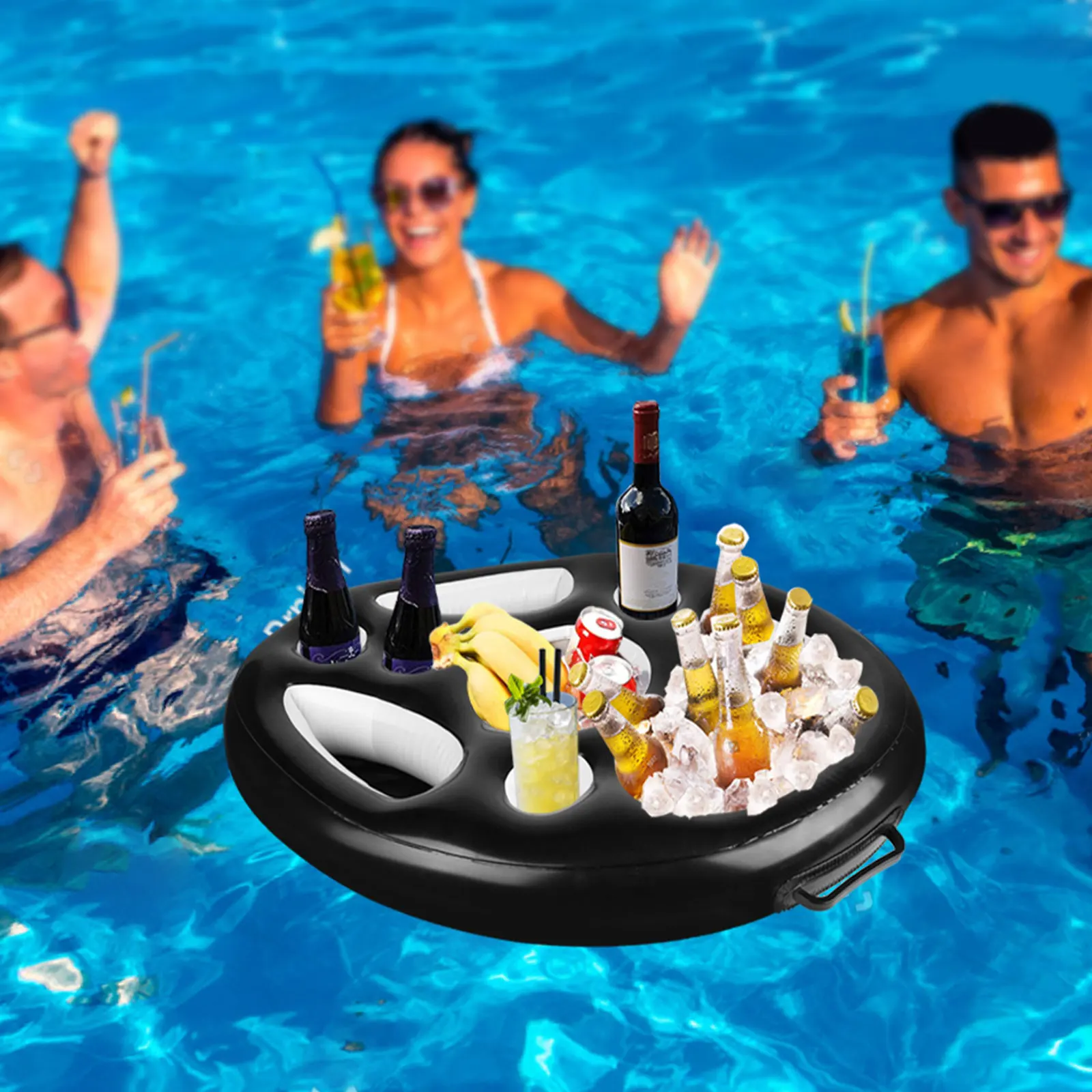 Inflatable Drink Cup Holder Drink Holder Swimming Pool Float Bathing Pool Bar Coasters PVC Beach Table Tray  Party Decoration
