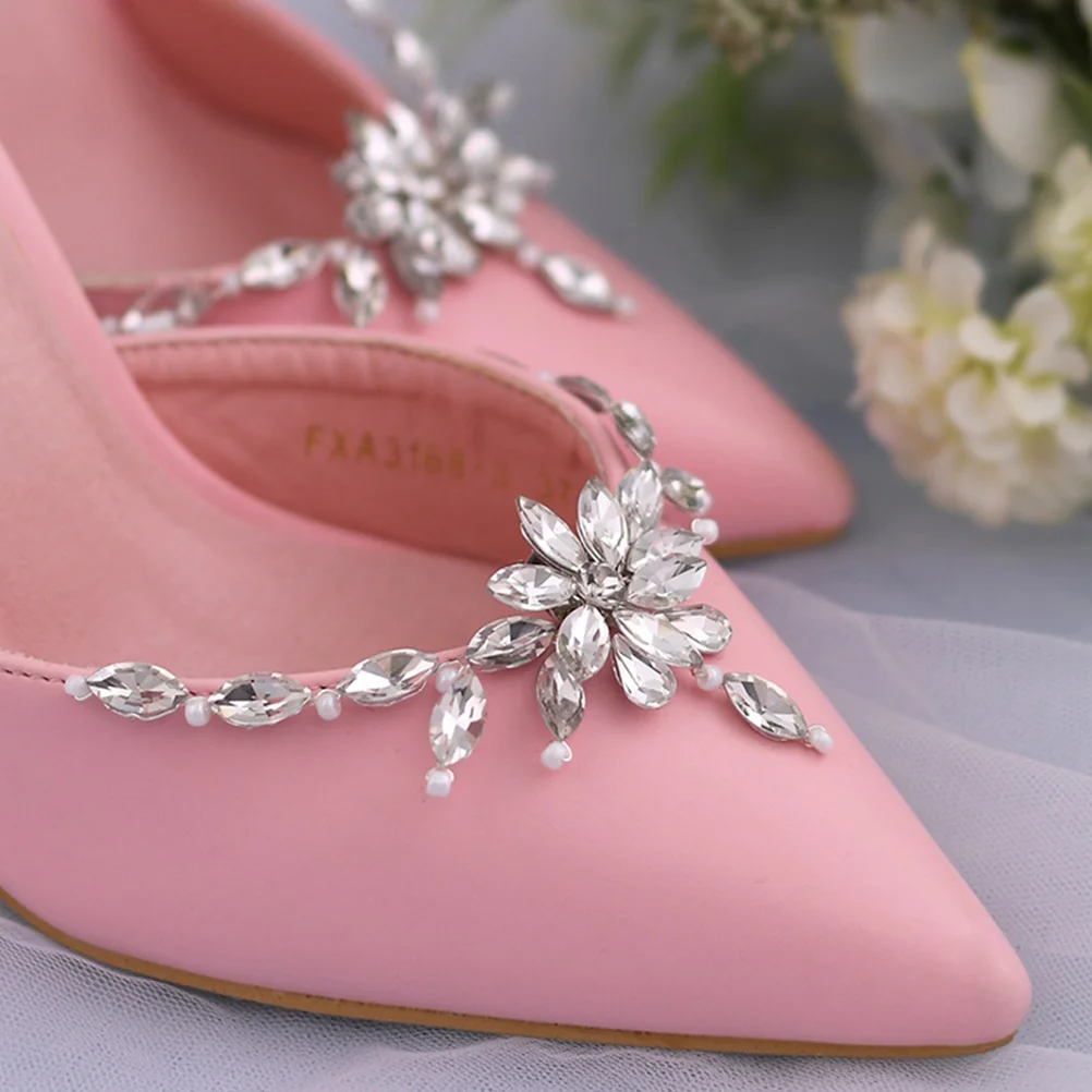 Shoe Clips Decor Removable Ornament Wedding Shoes Bridal Buckles Shiny Rhinestone Crystal Slipper High Heel Bride