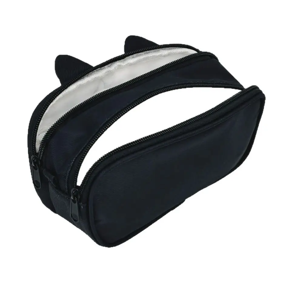 Large Capacity With Clear Window Pencil Case Sweet Cute Cat Ear Pencil Storage Bag Printed with Transparent Window