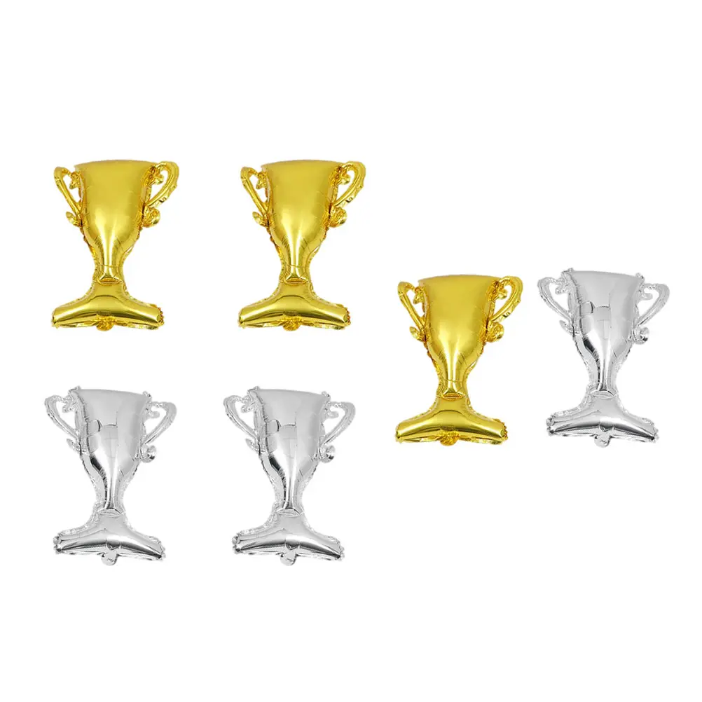 

6pcs Trophy Balloons Red Yellow Aluminium Film Decor Birthday Party Graduation Celebration Lightweight Photography