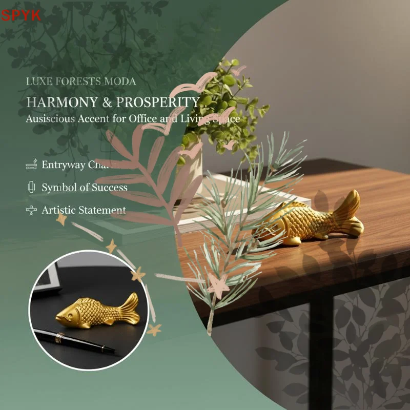 Matte Gold Koi Fish Figurines: Detailed Scale Texture Home Tabletop Decoration Auspicious Gift