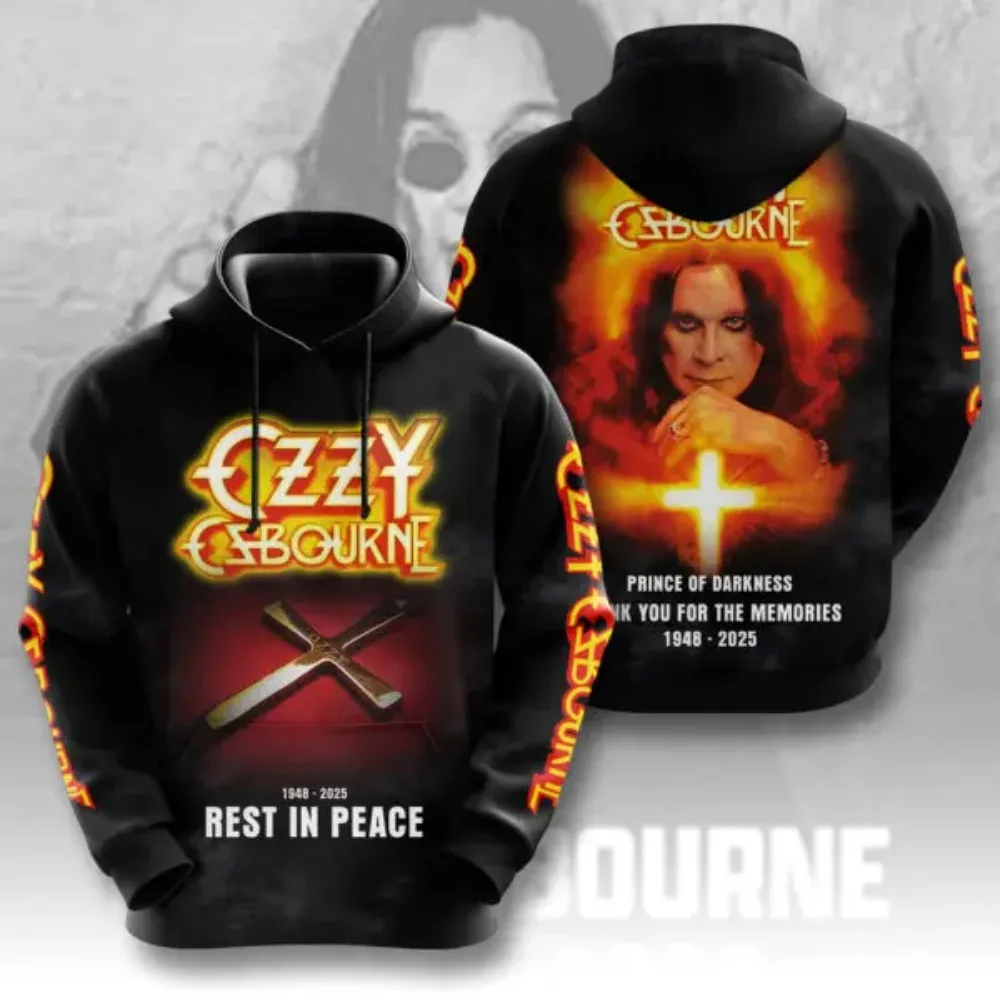 روك اوزي أوزبورن هوديس ثلاثية الأبعاد مطبوعة للجنسين بلوزات موضة الرجال النساء الهيب هوب البلوفرات المتضخم ملابس للرجال Y2k هوديي #2