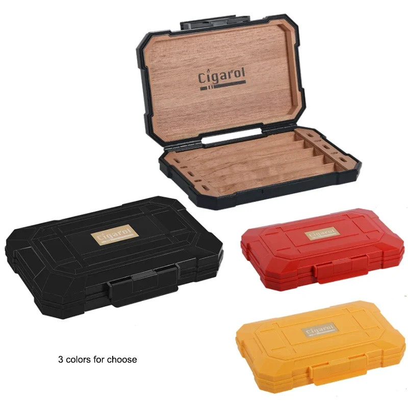 Imagem -03 - Portable Cedar Wood Cigar Storage Box Humidor Case Viagem Acessórios para Fumar Slots Acessórios para Charuto