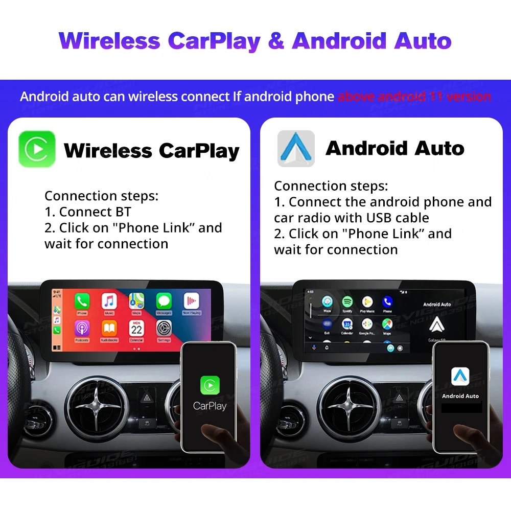 NAVIGUIDE-Système de navigation multimédia sans fil pour voiture, Android 13, Carplay, Auto, Smart, Mercedes GLK X204, NTG, 4.0, 4.5