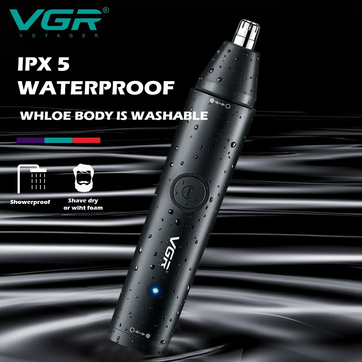 VGR Professional Nose Hair Trimmer Eyebrow Trimer Electric Ear Face 2 In 1 Clipper Portable Rechargeable Waterproof V-613