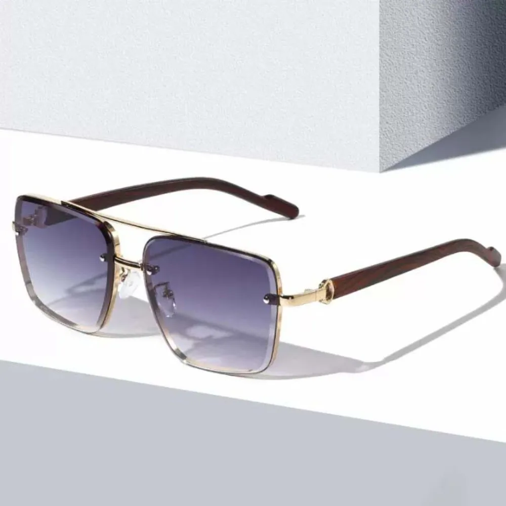 

Lightweight Double-bar Sunnies Alloy Costume Accessory Unisex Polarized Sunglasses Decorative HD Anti-UV Plain Glasses Daily