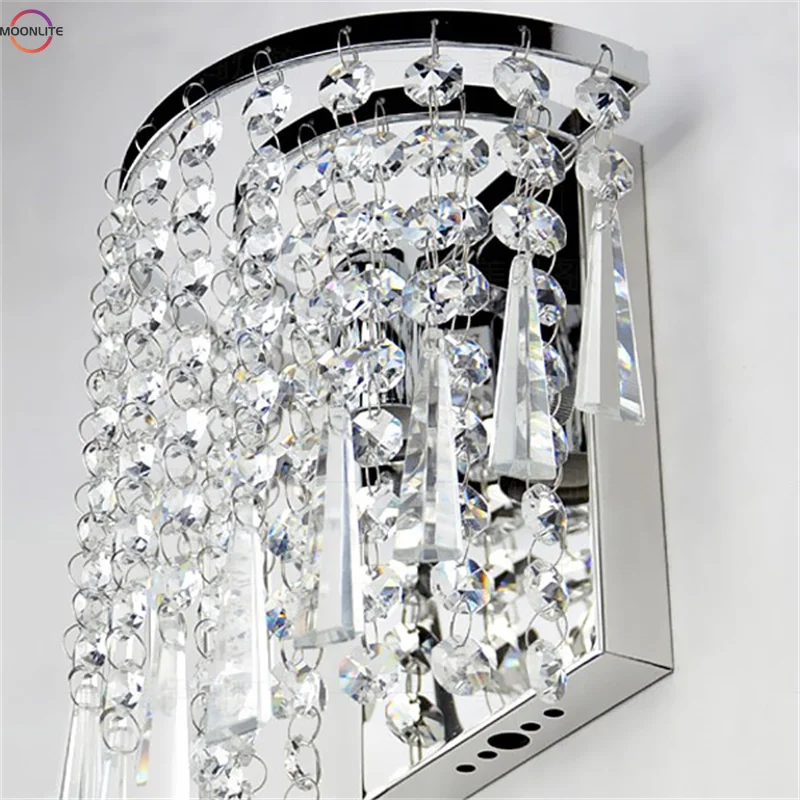 Bedside crystal wall lamp modern minimalist bedroom single head bedside crystal wall lamp / 110V 220V aisle wall lamp