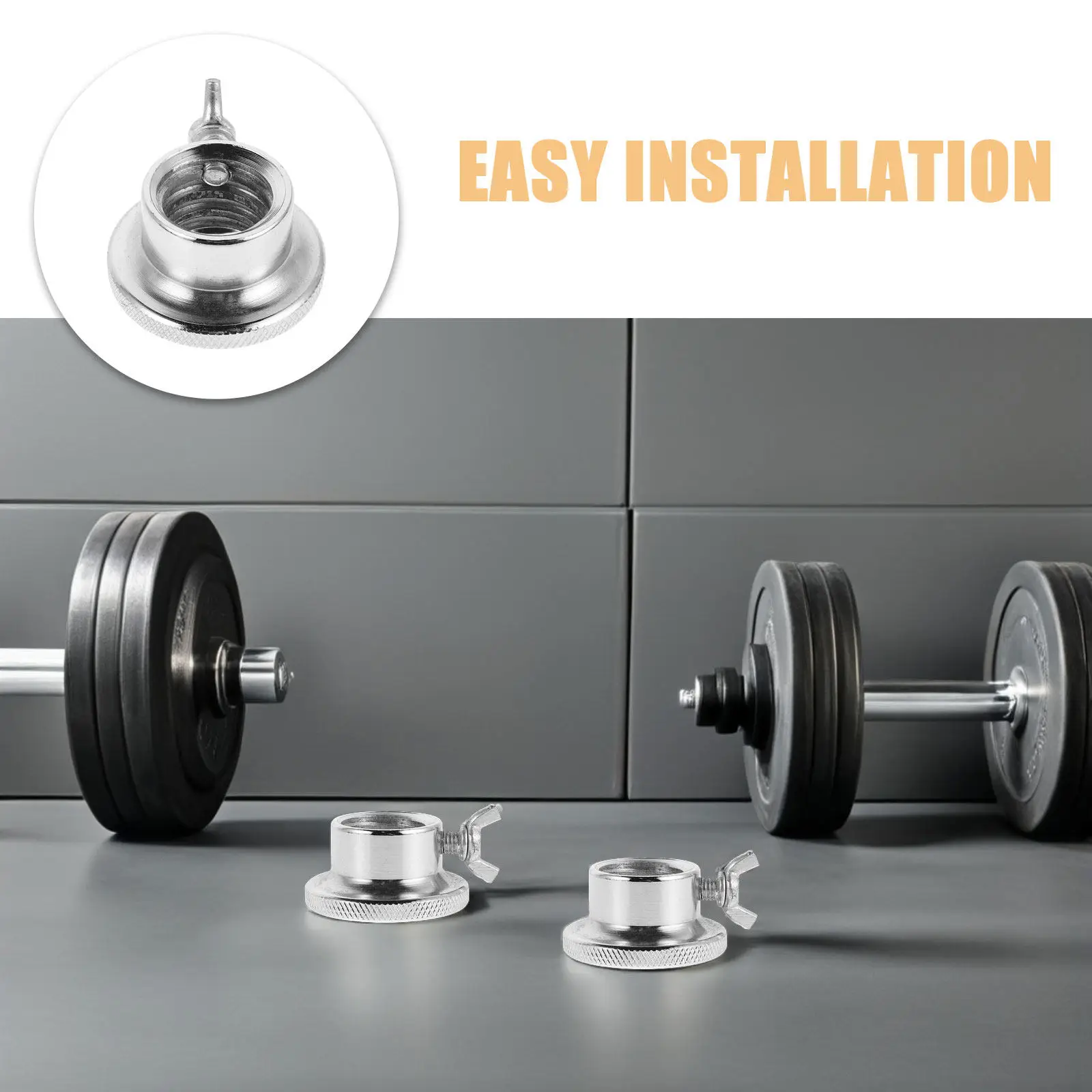 4Pcs Barbell Collars Metal Dumbbell Lock Clamps Heavy-Duty Stainless Steel Anti-Slip Design for Threaded Bars Powerlifting Clips