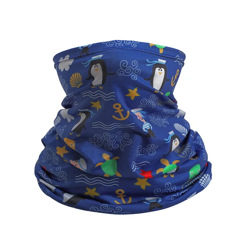 Sunshade Ice Silk Elastic Kids Head Face Neck Gaiter Magic Tube Cartoon Style Dustproof Bandana Outdoor Cycling Accessories