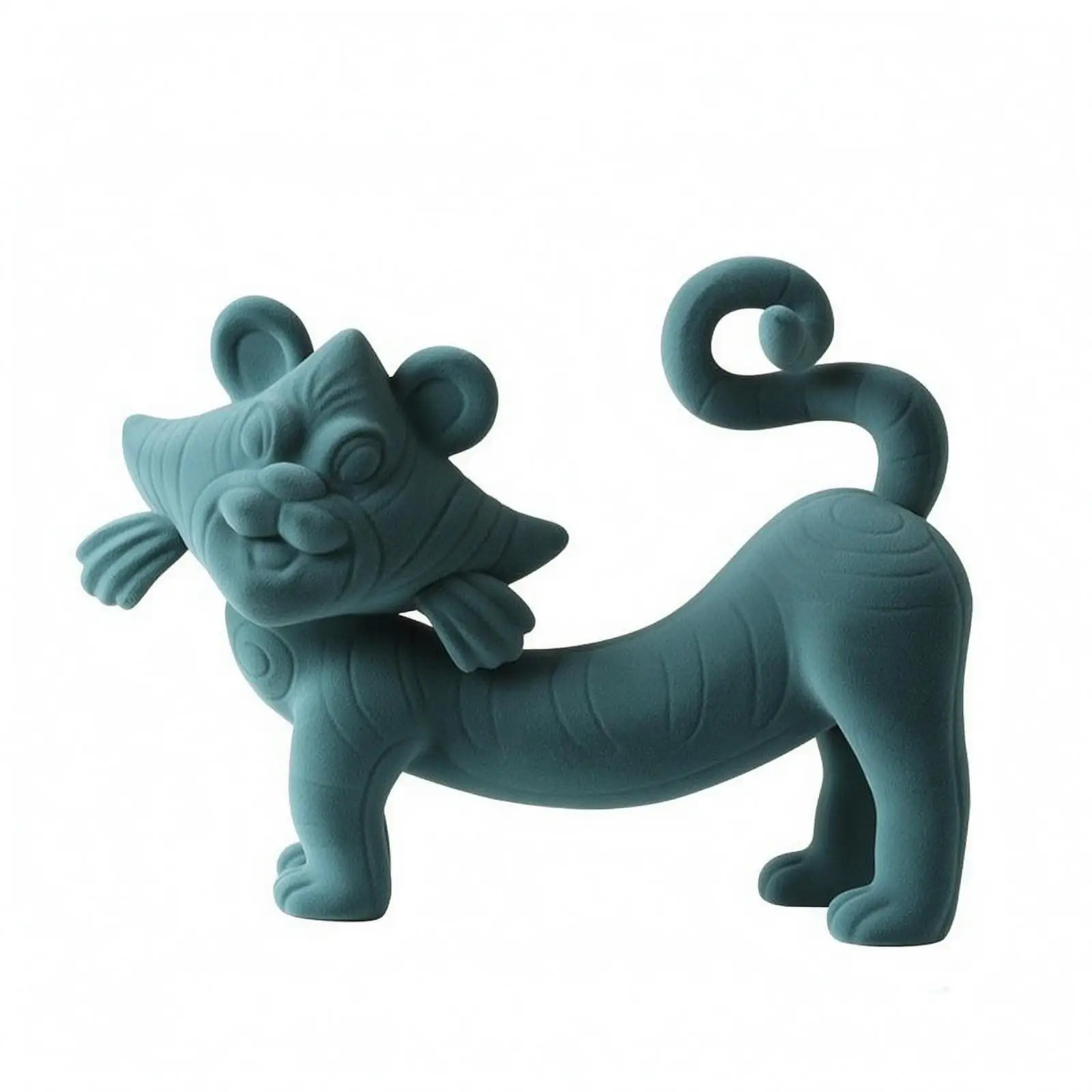 Resin Flocked Tiger Sculpture Ornament for Child Room Decorative Animal Statue Art Piece for Modern Home