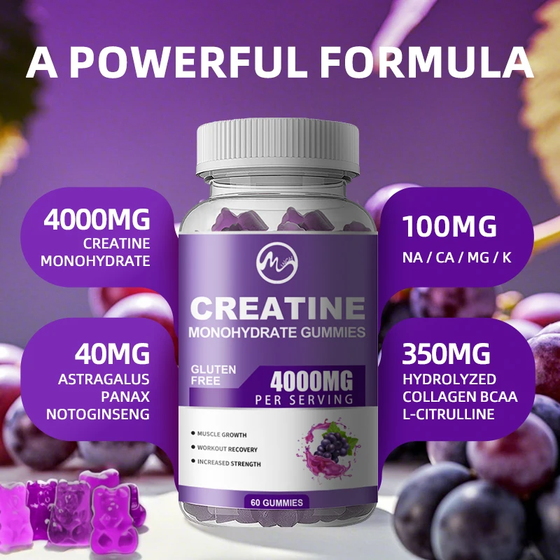 

Creatine Monohydrate Gummies - Pre-workout Creatine To Help Build Muscle, Enhance Energy and Performance