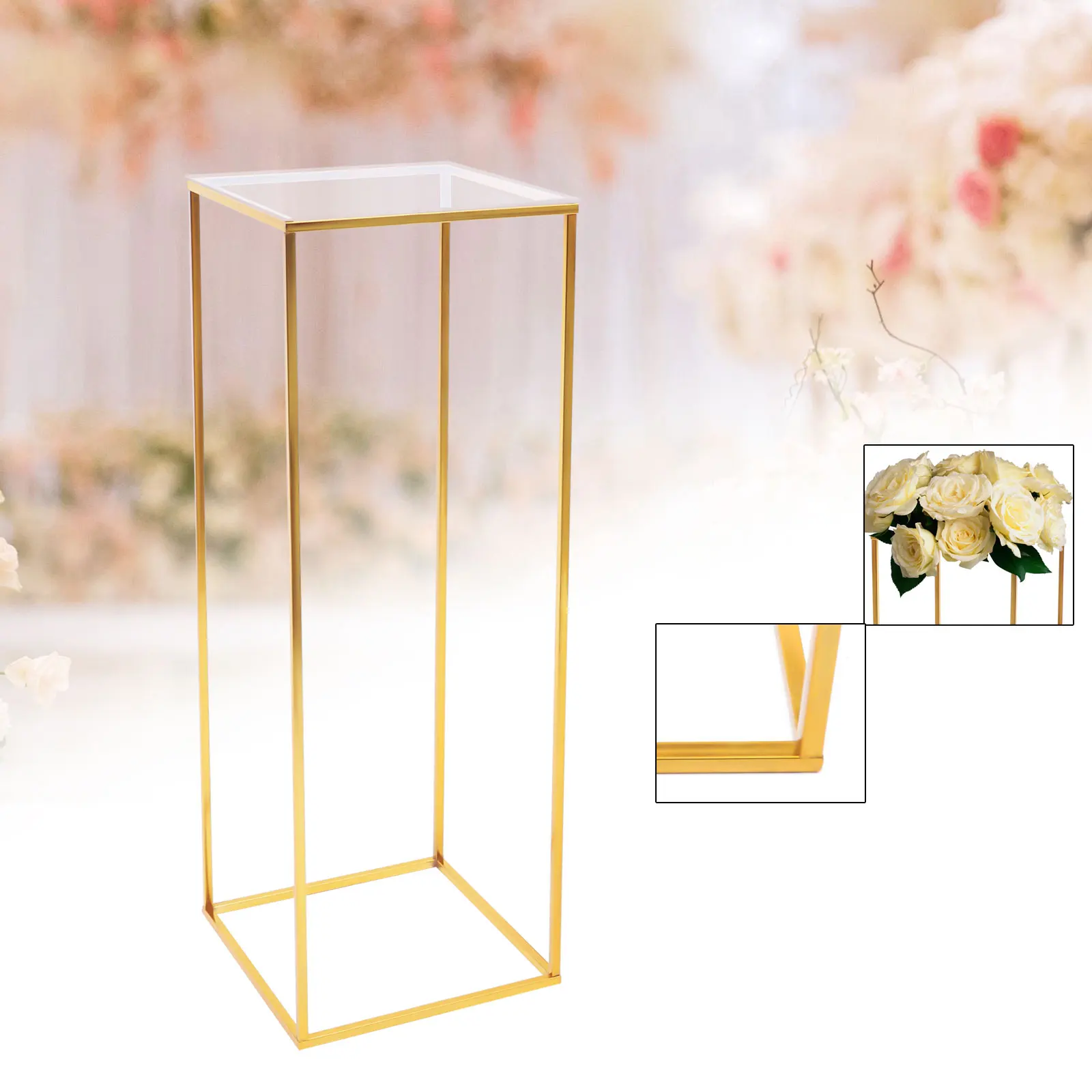 LOYALHEARTDY Metal Flower Stand Floor Vase Column Geometric Centerpieces Vase for Tables Flower Holder for Party Wedding Decor