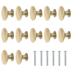 12 Pcs Brass Drawer Handles Simple Cabinet Knob Wardrobe Single Hole Round Zinc Alloy Door Cupboard