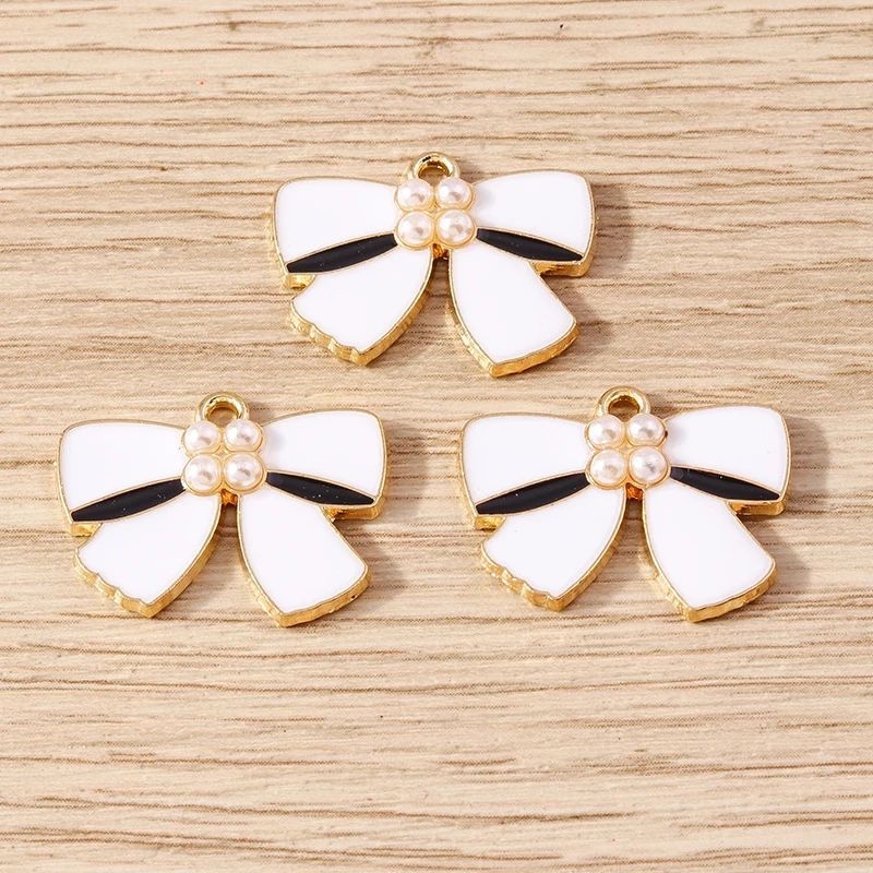 Tusember 10 Stück Emaille-Anhänger, elegante Schleife, Schleife, Charms für Schmuckherstellung, Ohrringe, Halskette, DIY, Armband, Zubehör, Zubehör – Detail 10