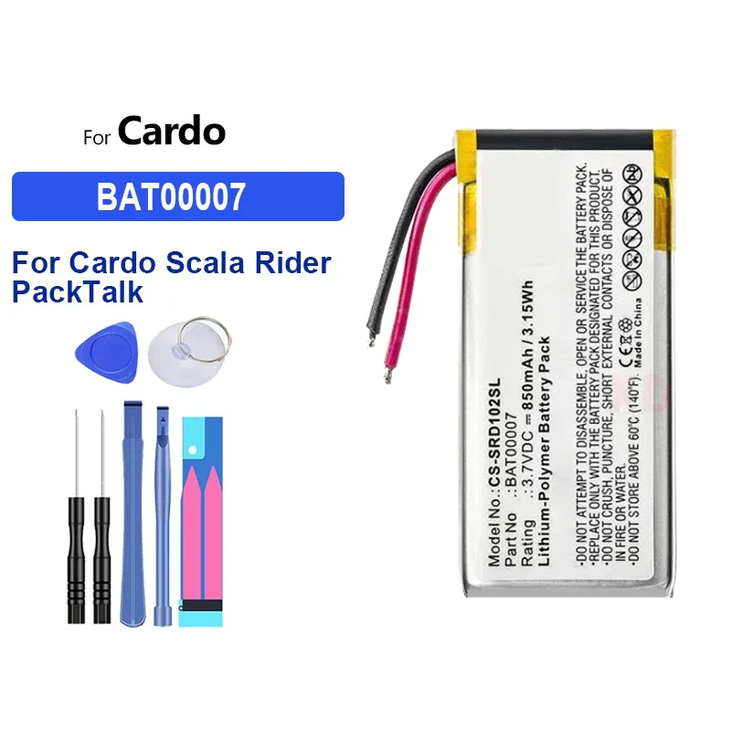 Für Cardo Scala Rider PackTalk, BAT00007 850 mAh Motorrad-Kommunikationsgerät-Akku