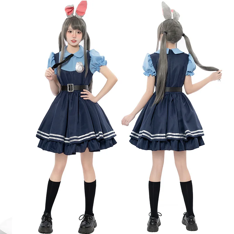 Girls Judy Hopps Halloween Cosplay Costume For Kids Crazy Animal City Rabbit Police Officer Zoo Costume Fancy Dress Up Gifts